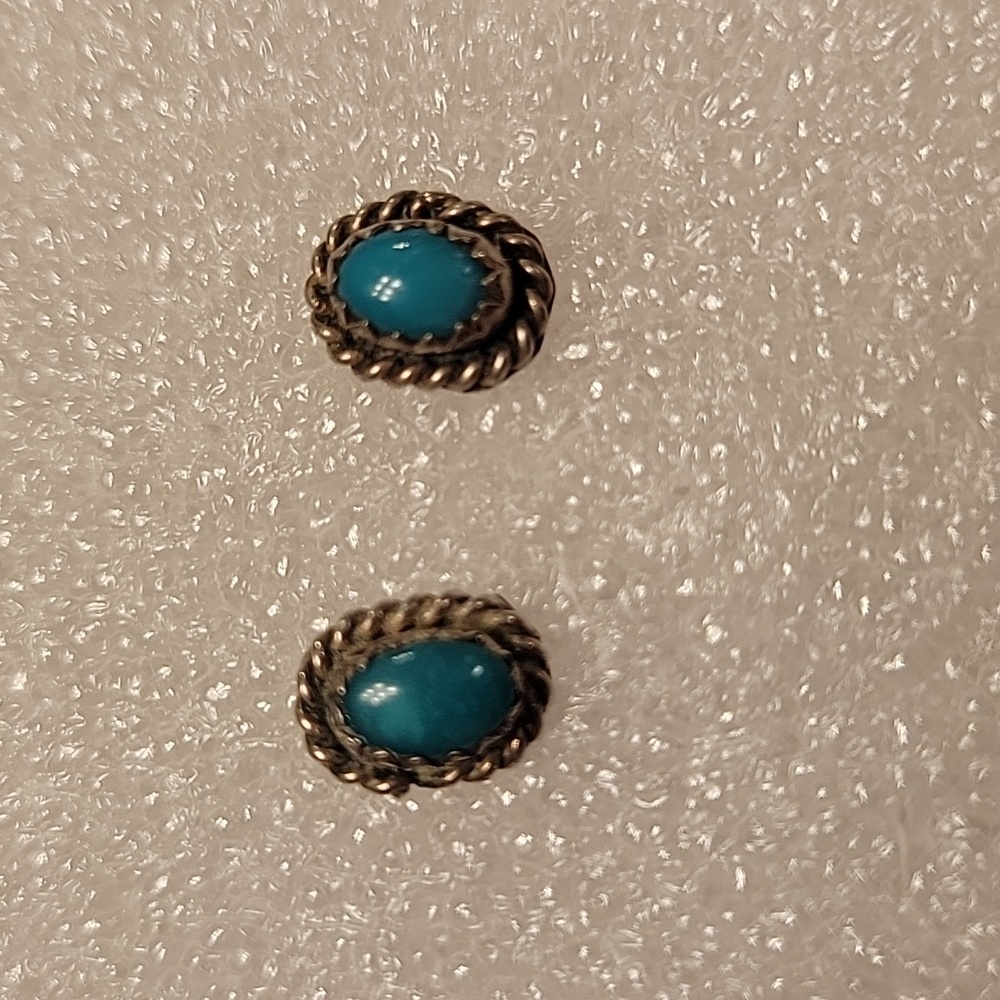 Native American Turquoise Sterling Silver Southwest Stud Post Earrings